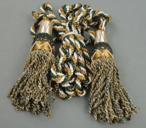 bagpipe drone cords green white and gold