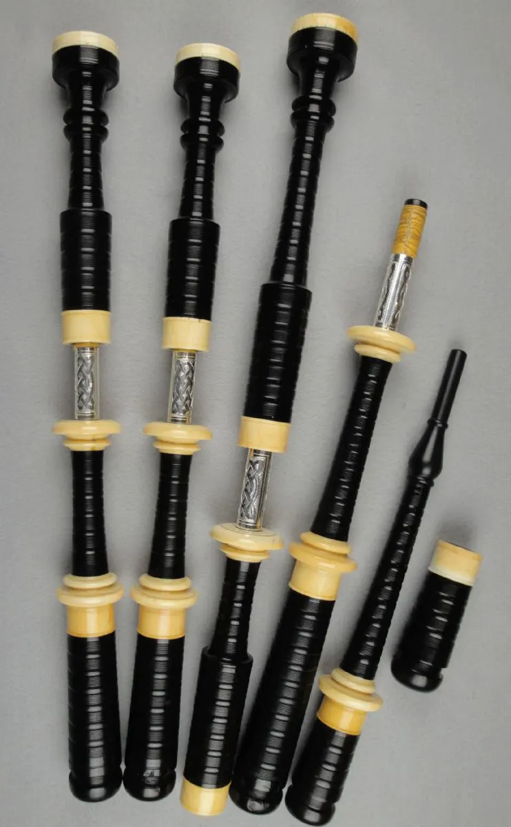 Circa 1890s, Unknown Ebony, Ivory Mounts, New Engraved Silver Slides