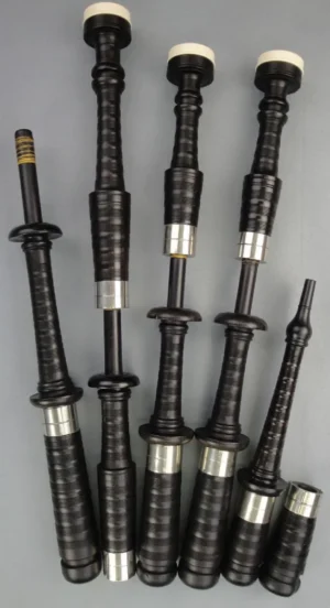 Circa 1920 Robertson, Ebony, Nickel Ferrules, Artificial Ivory Ring Caps