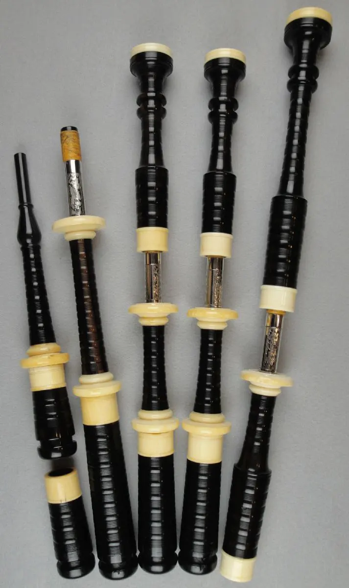 Circa 1920s Lawrie, Ebony, Full Ivory, Engraved Silver Slides