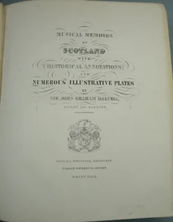 “Musical Memoirs of Scotland,” Sir John Graham Dalyell, 1849, First Edition