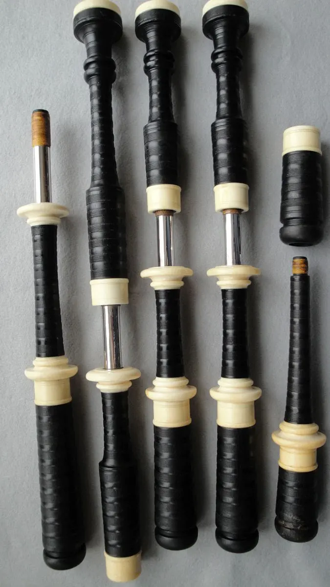 Hendersons, Circa 1900, Ebony, Full Ivory with Plain Sterling Silver Slides