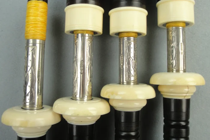 Henry Starck, Circa 1930s, Engraved Silver Slides, Ivory
