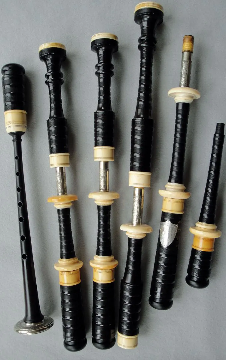 Lawries, Circa 1905, Ebony, Ivory, with Engraved Silver Slides