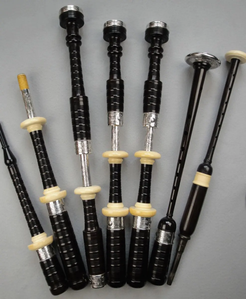 Robertson, Silver and Ivory, Circa 1962, with Original Chanter and Practice Chanter