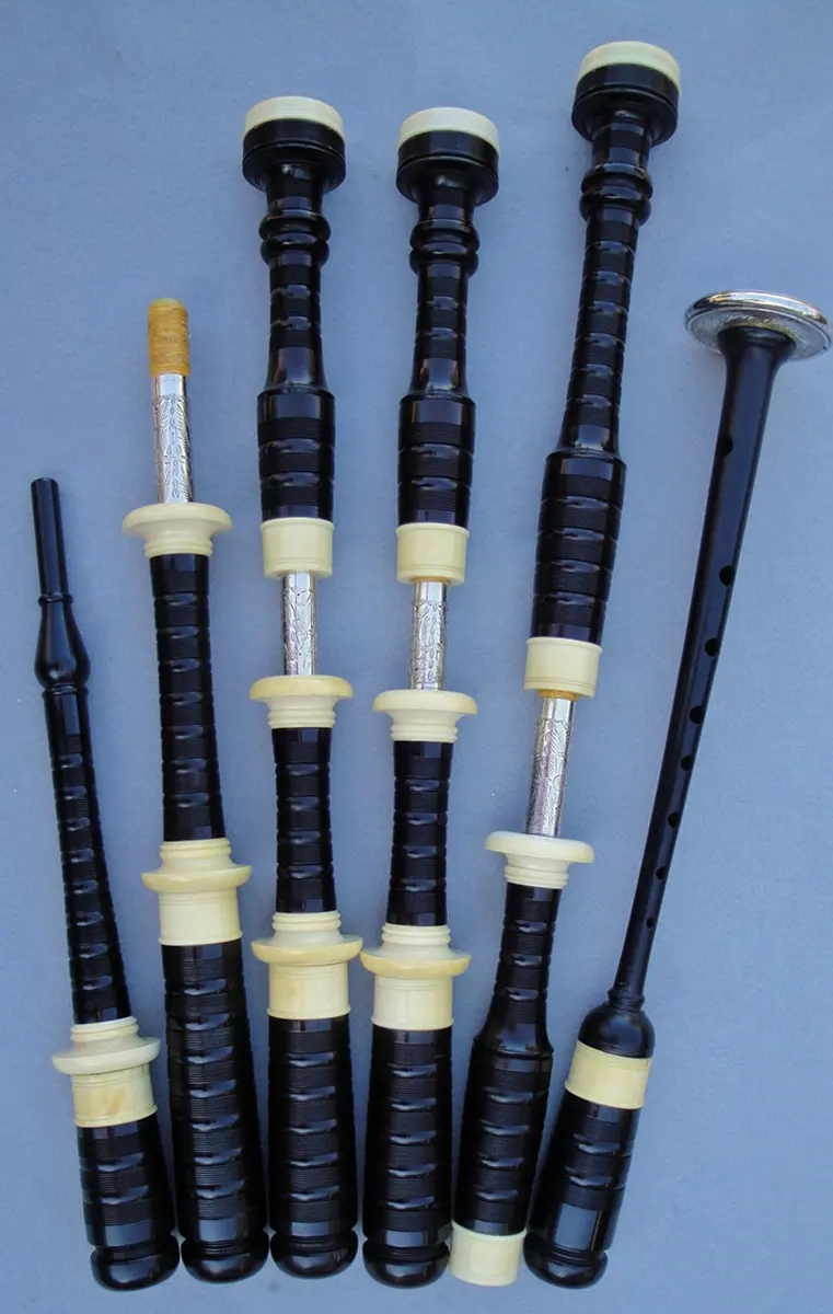 Wm. Sinclair and Son, 1945, Blackwood, Ivory, Engraved Silver Slides