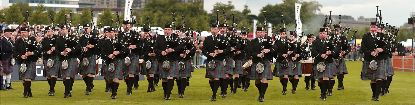 bagpipers on the march