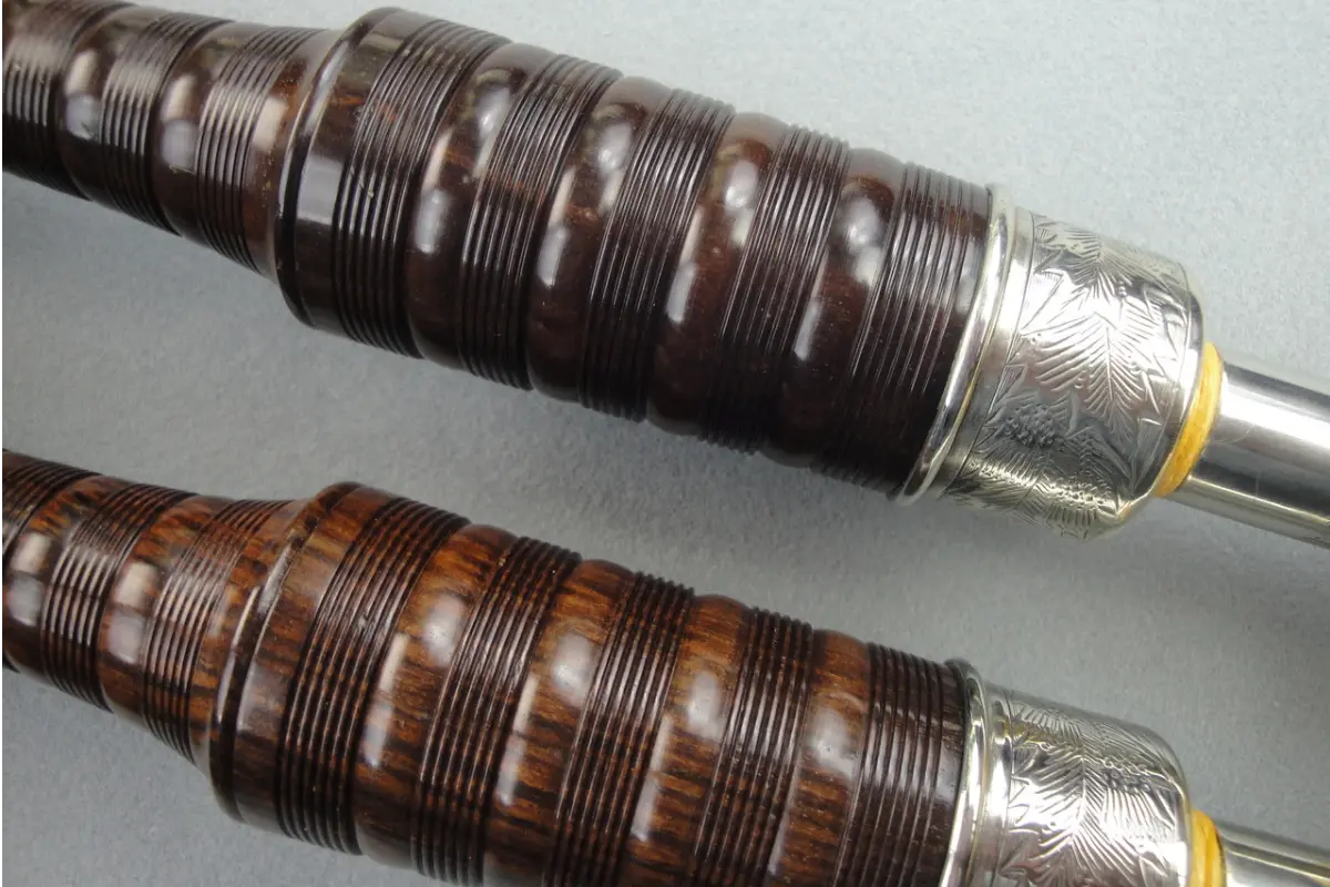 J&R Glen, Circa 1940, Cocuswood, Engraved Nickel, Ivory
