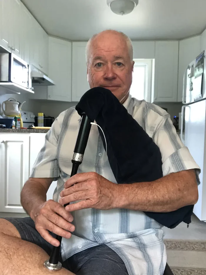 jim with Blair digital practice chanter